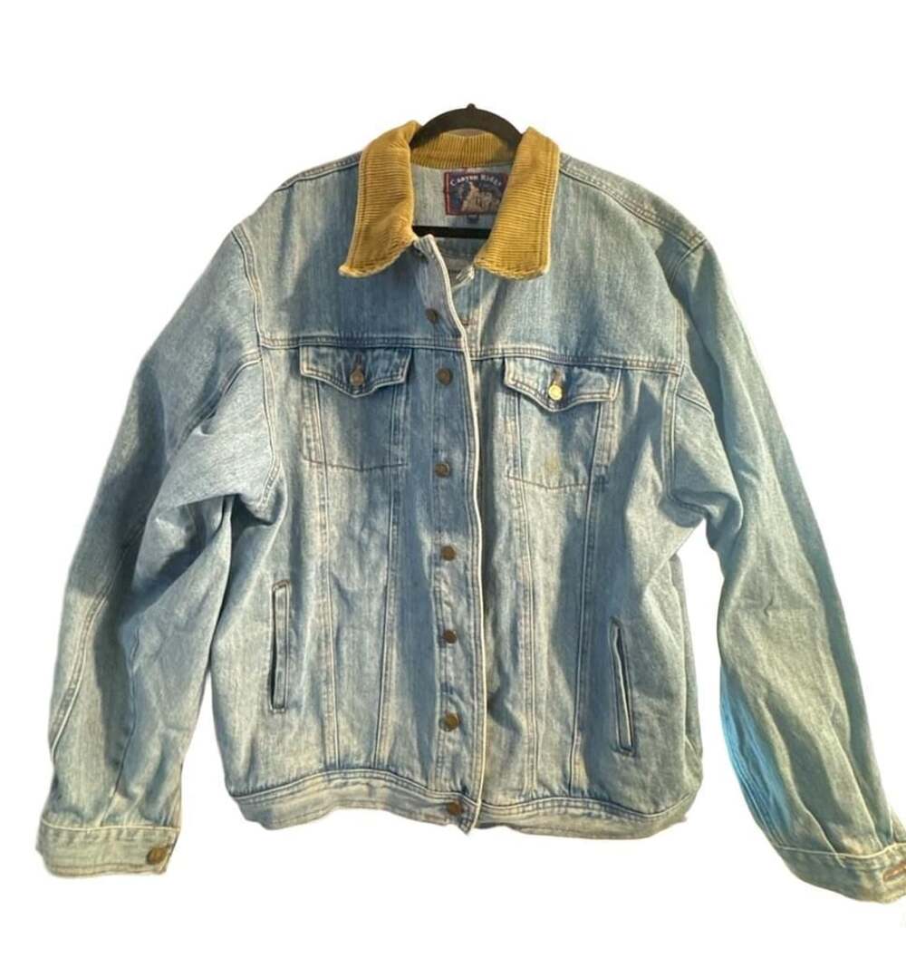 Canyon Ridge Denim Jacket Size 2XT Corduroy Collar Blue